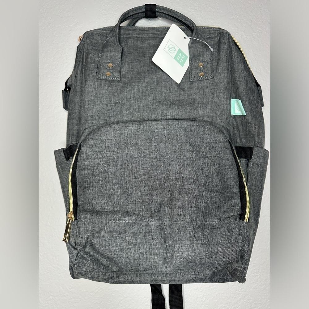 New With Tags AFBP Sydney Insulated Breast Pump Diaper Backpack In Gray Agate